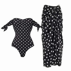 Polka Dot One Piece Swimsuit Women Vacation Beach Two Piece Sets