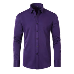 Full Elastic Force Shirt Men's Non-ironing Anti-wrinkle Solid Color - kinko