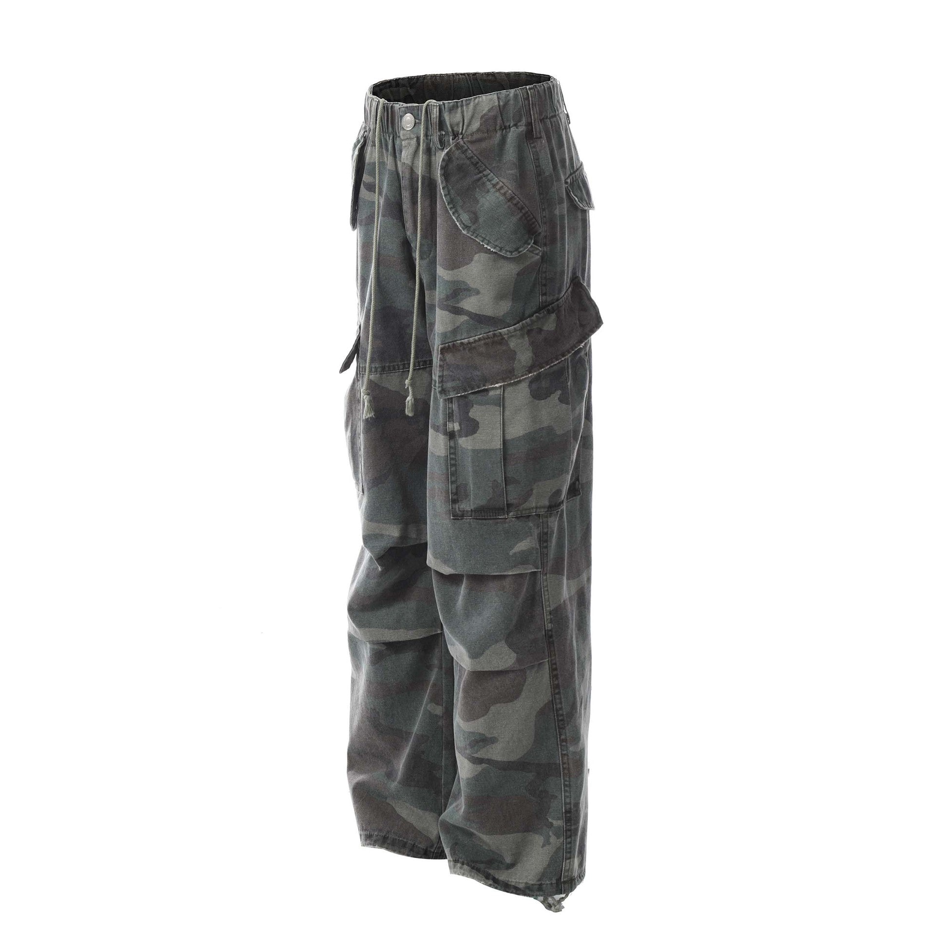 American Retro Mechanical Pleated Multi-pocket Camouflage Denim Men's And Women's Work Clothes - kinko