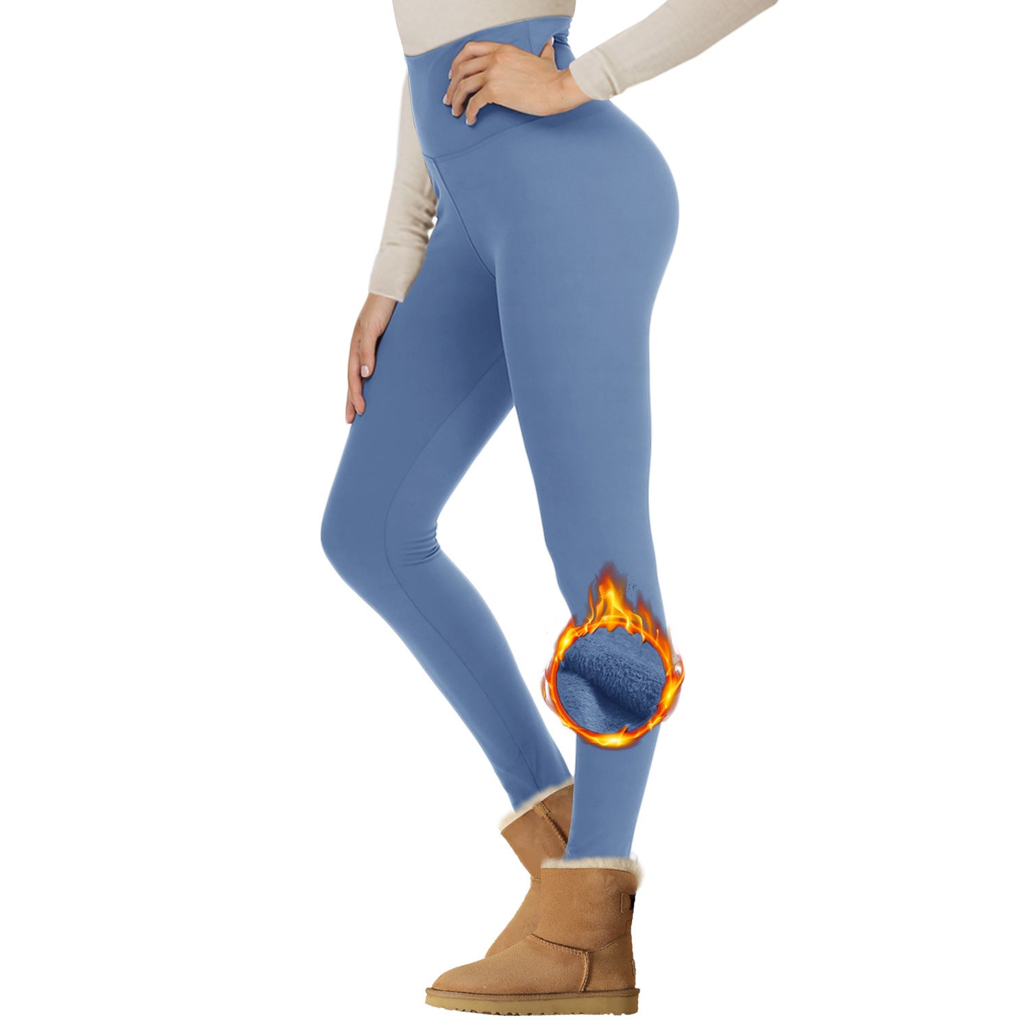 Velvet Padded Leggings High Waist Warm Hiking Workout Lady - kinko