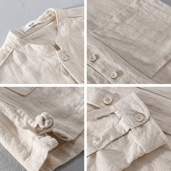 Men's Retro Stand Collar Chinese Knot Button Shirt Coat - kinko