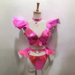 Stage Costume Sexy Bright Hard Patent Leather Suit - kinko