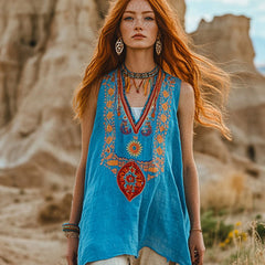 Women's Floral Printed V-neck Vest Top - kinko