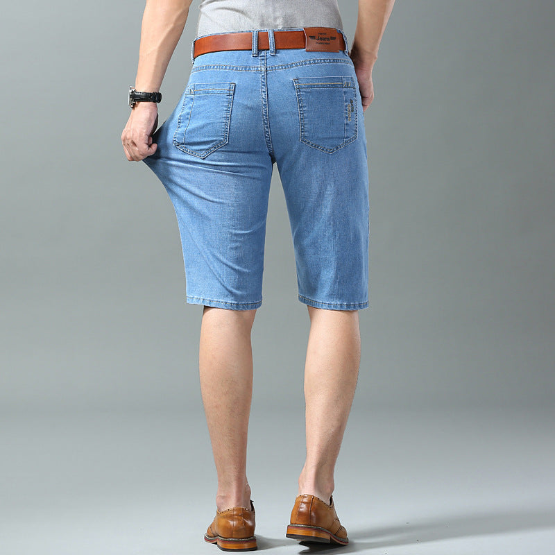 Thin Ice Silk Men's Stretch 7-quarter Denim Shorts - kinko