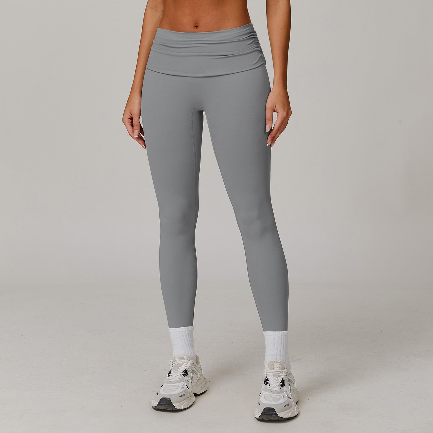 Fold High Waist Yoga Pants Women's Cloud-feeling Belly Contracting And Hip Lifting Sports Pants - kinko
