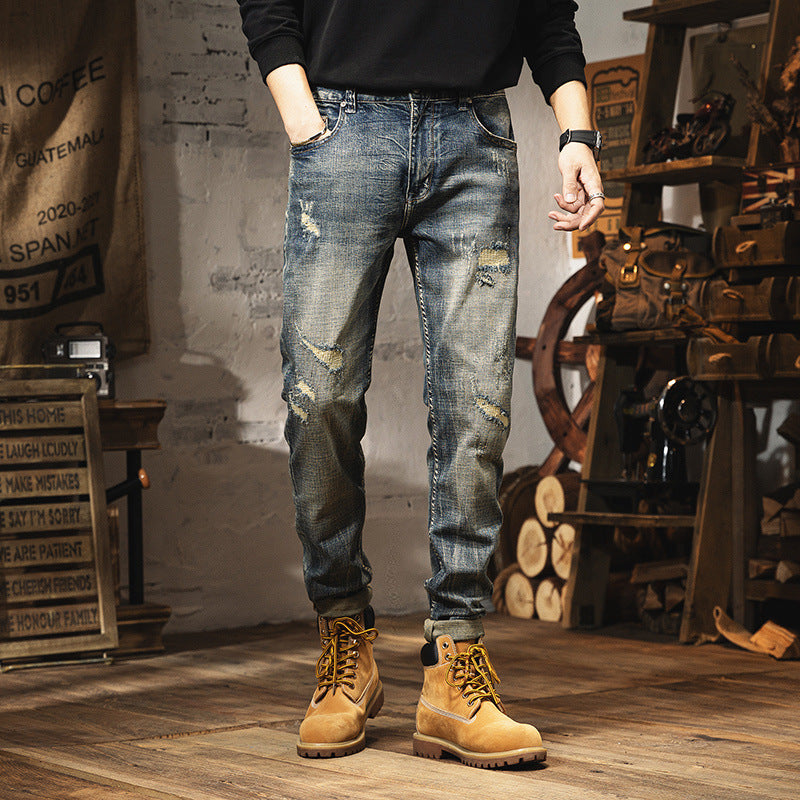 Retro Heavy Washed Jeans For Men - kinko