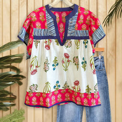 Summer New Women's Loose Casual Print Round Neck Shirt - kinko