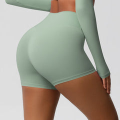 Fitness Shorts Belly Contracting Hip Lifting Solid Color Sports High Waist No Embarrassment Tight Quick Drying Yoga Shorts