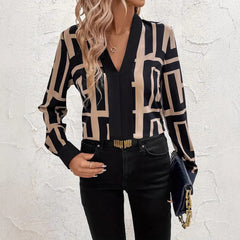 Spring And Summer Geometric Pattern Black Women's Top - kinko