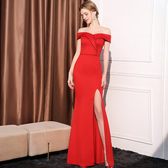 Women's Off-shoulder Slim-fit Elegant Ladies Banquet Dinner Long Fish Tail Skirt - kinko
