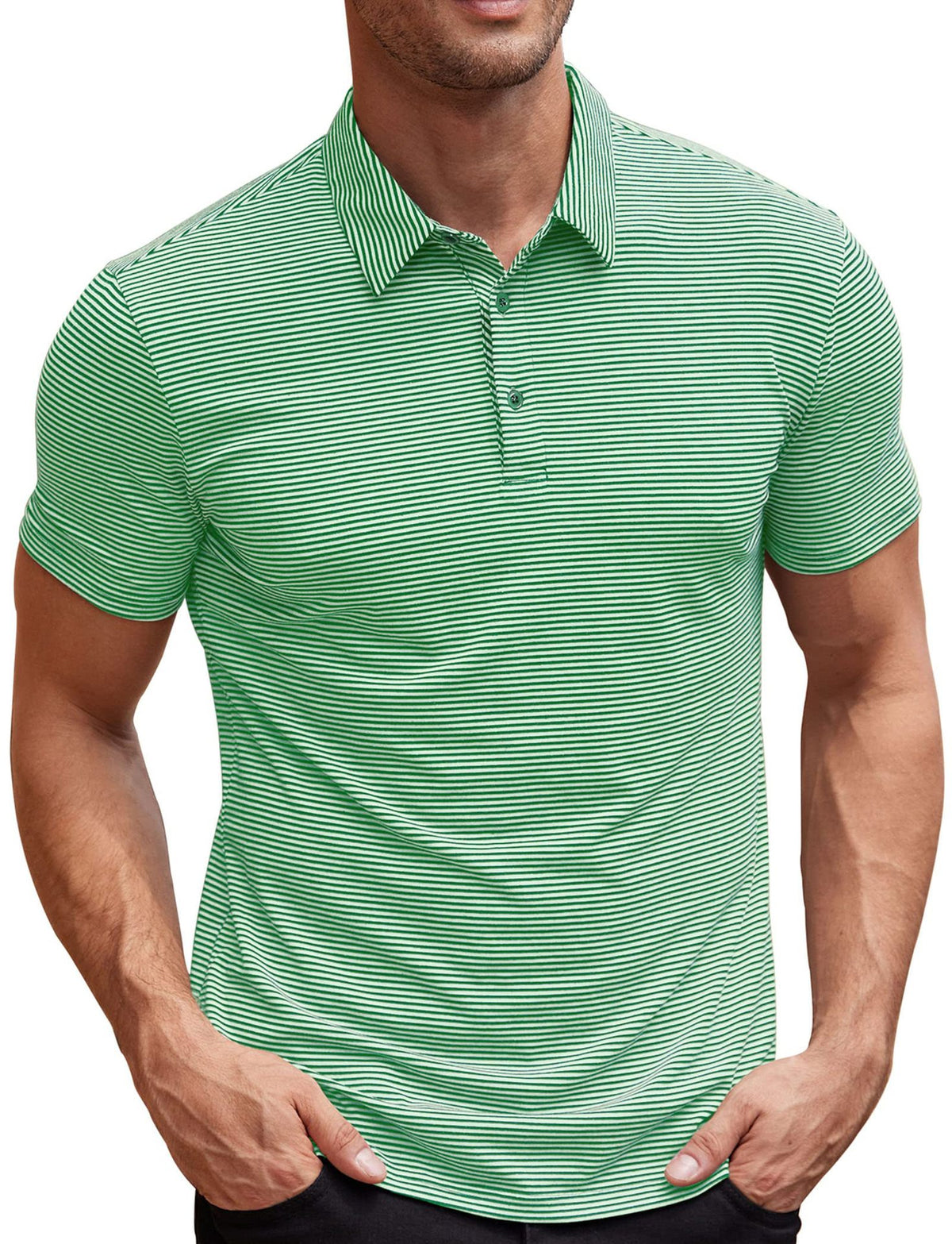 Contrast Color Striped Short Sleeve Men's Summer Loose Lapels - kinko