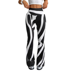 Bell-bottom Pants Fashion Printed High Waist Sheath Casual Pants - kinko