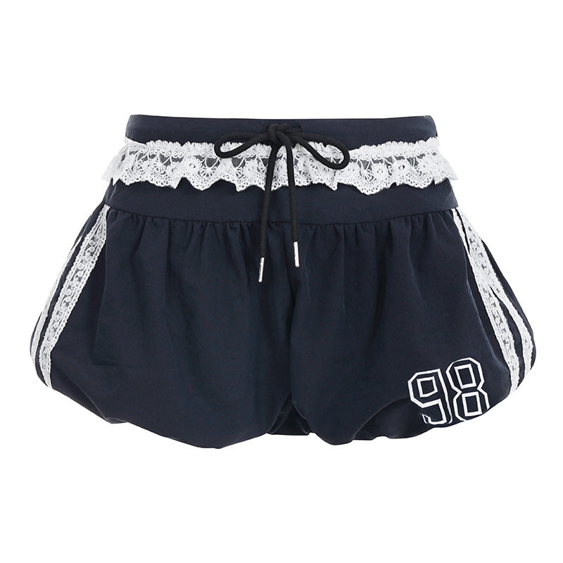 Personalized Hot Girl Low Waist Self-tie Lace Lace Splicing Skirt - kinko
