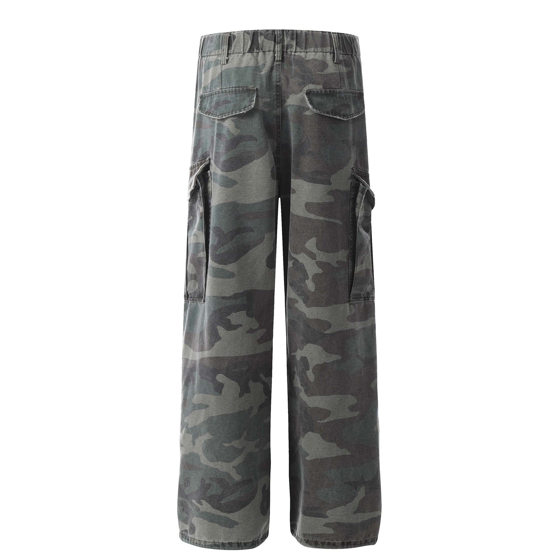 American Retro Mechanical Pleated Multi-pocket Camouflage Denim Men's And Women's Work Clothes - kinko