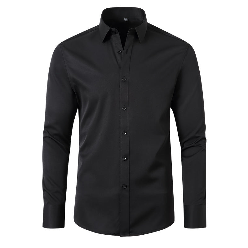 Full Elastic Force Shirt Men's Non-ironing Anti-wrinkle Solid Color - kinko
