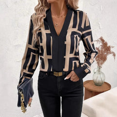 Spring And Summer Geometric Pattern Black Women's Top - kinko