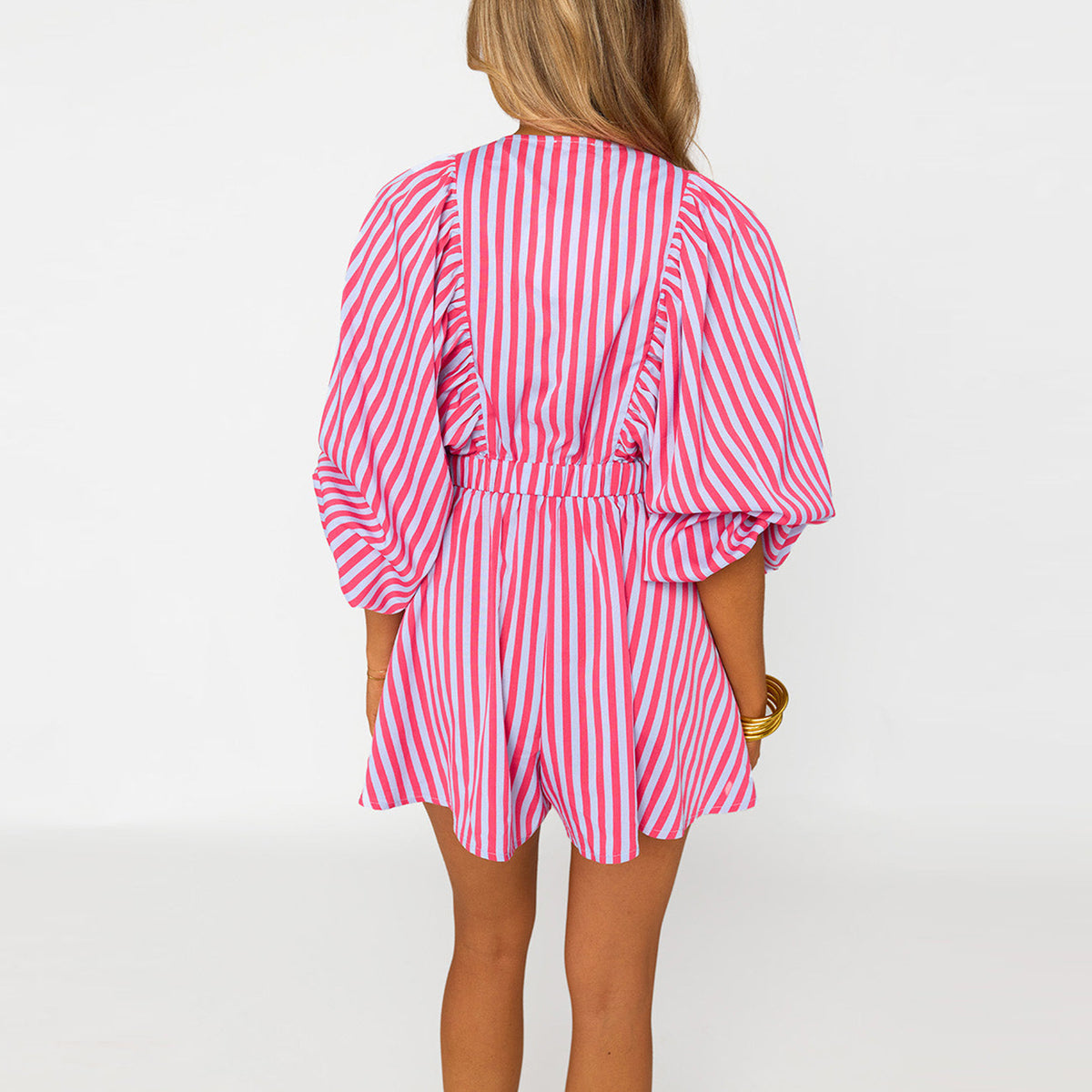 Shirt Slimming Casual Loose Deep V Wide Leg Short Jumpsuit - kinko