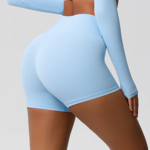 Fitness Shorts Belly Contracting Hip Lifting Solid Color Sports High Waist No Embarrassment Tight Quick Drying Yoga Shorts