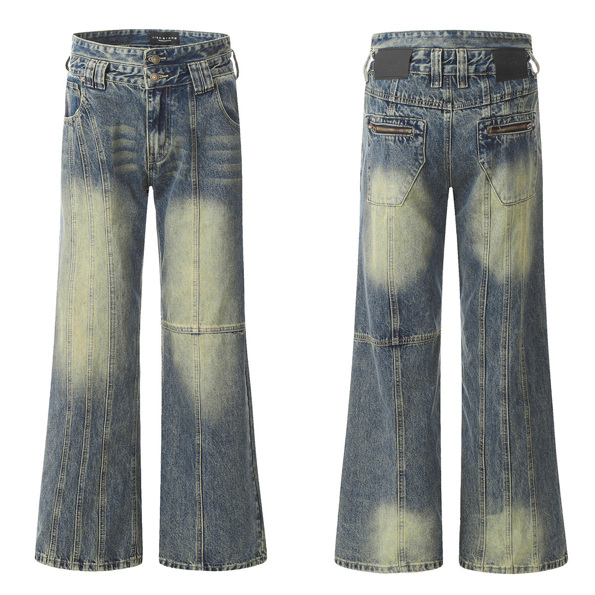 Retro Worn Looking Washed-out Jeans Deconstructed Stitching Design Loose All-match - kinko