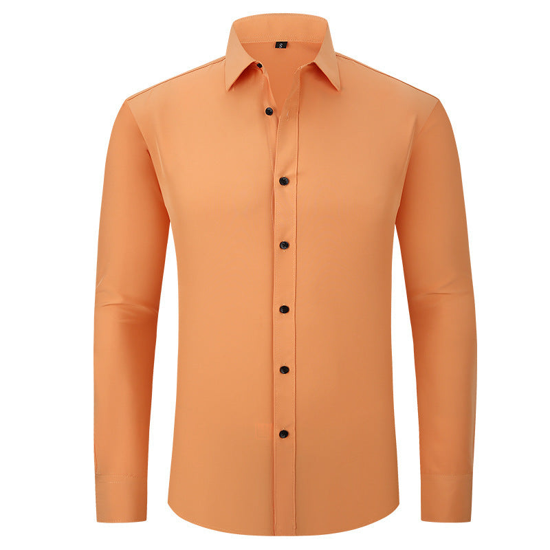 Full Elastic Force Shirt Men's Non-ironing Anti-wrinkle Solid Color - kinko