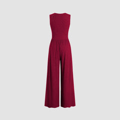Women's Solid Color Loose Sleeveless Knitted Jumpsuit - kinko