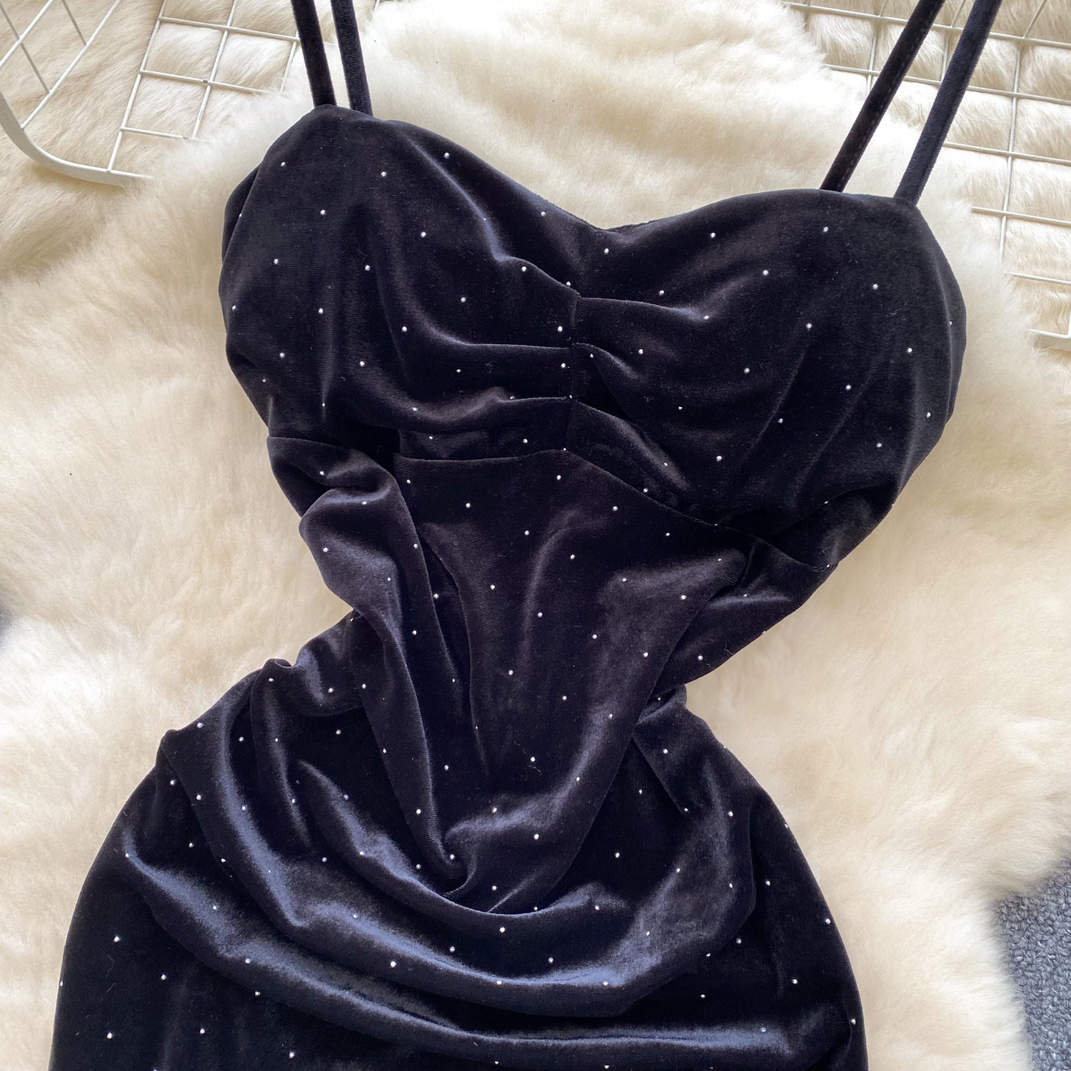 Women's Sexy Socialite Pleated Waist Tight Suspender Dress - kinko