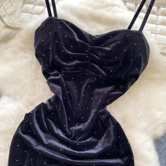 Women's Sexy Socialite Pleated Waist Tight Suspender Dress - kinko