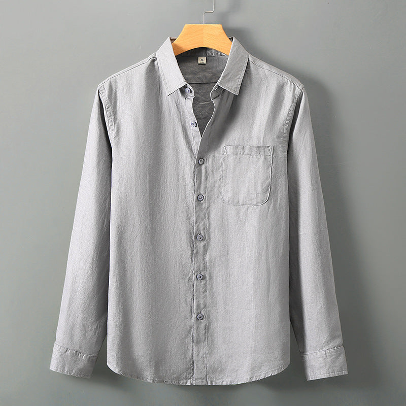 Linen Shirt Men's Long Sleeve Loose Thin Casual - kinko