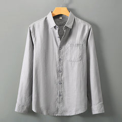 Linen Shirt Men's Long Sleeve Loose Thin Casual - kinko