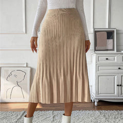 Pleated Knitted Skirt Office Pleated Skirt Autumn Winter