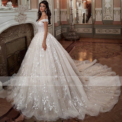 Off-shoulder French-style Bride Trailing Mori Style Simple Small Wedding Dress - kinko
