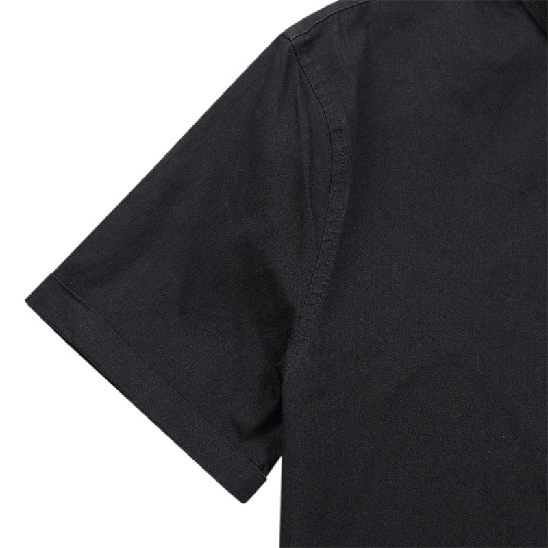 Men's Short-sleeved Casual Denim Non-ironing Shirt - kinko