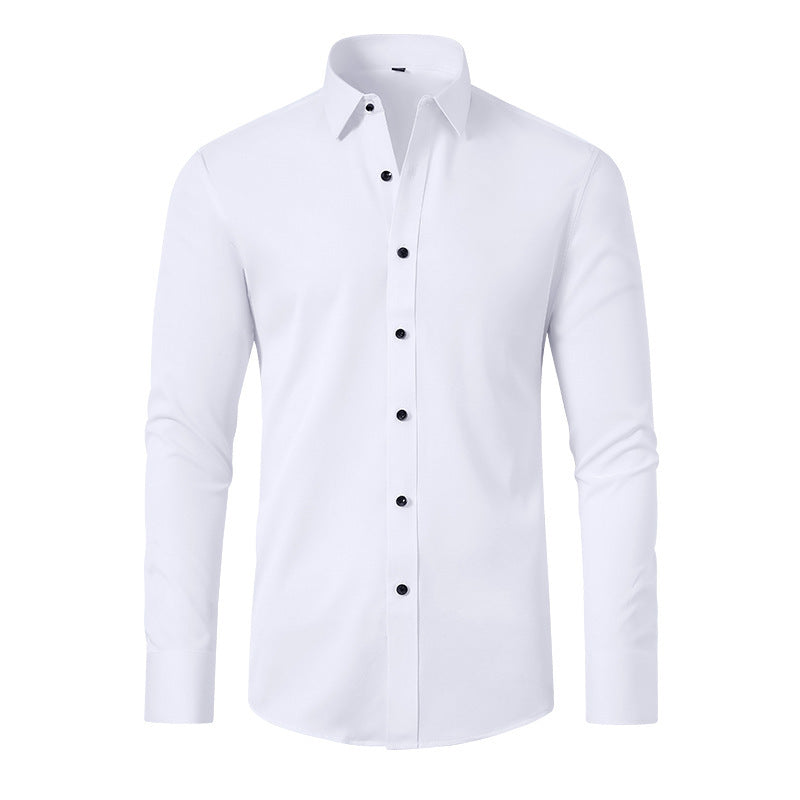 Full Elastic Force Shirt Men's Non-ironing Anti-wrinkle Solid Color - kinko