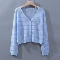 Loose Hollow Knitted Air Conditioning Shirt - kinko