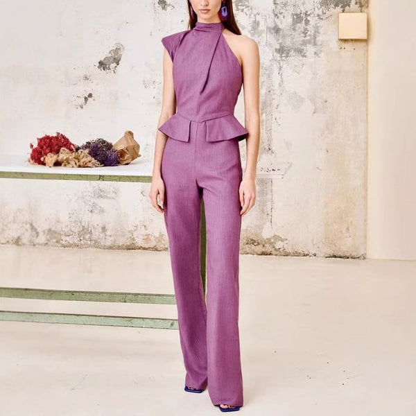 Modischer asymmetrischer Design-Jumpsuit Slim Fit Slimming