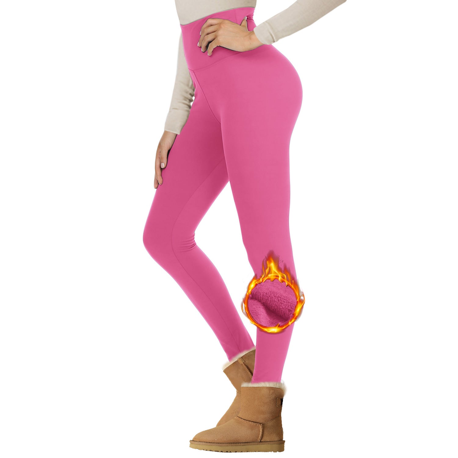 Velvet Padded Leggings High Waist Warm Hiking Workout Lady - kinko