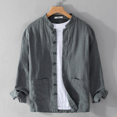 Men's Retro Stand Collar Chinese Knot Button Shirt Coat - kinko