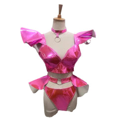 Stage Costume Sexy Bright Hard Patent Leather Suit - kinko