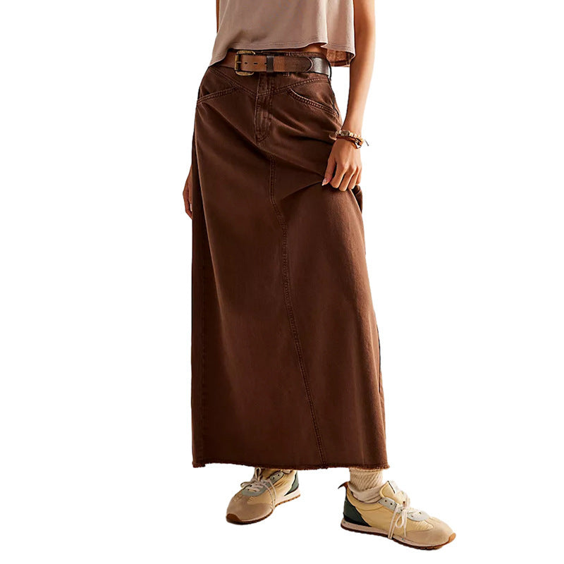 Women's Loose Straight Casual Denim Skirt - kinko