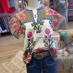 Summer New Women's Loose Casual Print Round Neck Shirt - kinko