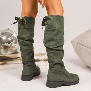 Kniehohe Slingback-Stiefel für Damen – Blockabsatz &amp; schmale Passform