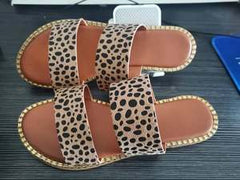 Summer Flat plus Size Leopard Print Outdoor Casual Slippers Women Slipper