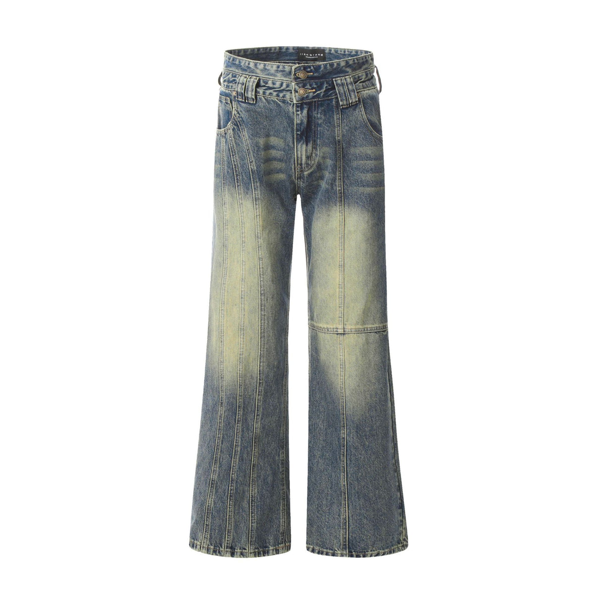Retro Worn Looking Washed-out Jeans Deconstructed Stitching Design Loose All-match - kinko