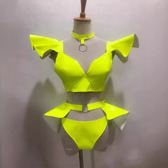 Stage Costume Sexy Bright Hard Patent Leather Suit - kinko