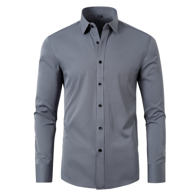 Full Elastic Force Shirt Men's Non-ironing Anti-wrinkle Solid Color - kinko