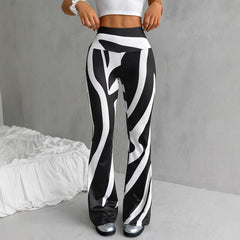 Bell-bottom Pants Fashion Printed High Waist Sheath Casual Pants - kinko