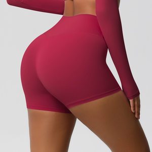 Fitness Shorts Belly Contracting Hip Lifting Solid Color Sports High Waist No Embarrassment Tight Quick Drying Yoga Shorts