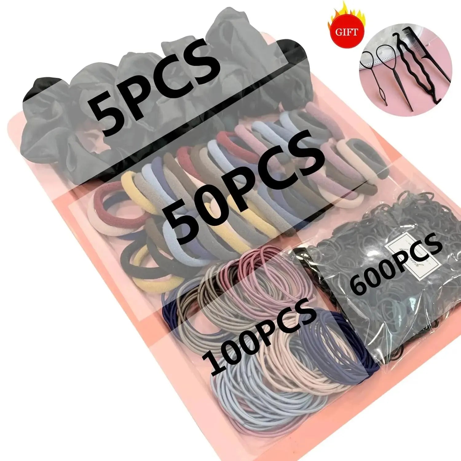 755/1510PCS Hair Accessories Set for Women Seamless Ponytail Holders Hair Bands Scrunchies Girls Variety Rubber Bands Hair Ties