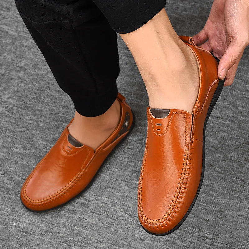 Handmade Shoes Genuine Leather Casual Shoes For Men Flat Platform Walking Shoes Outdoor Footwear Loafers Breathable Sneakers
