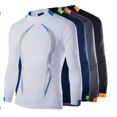 Men Workout Long Sleeve T-shirt Gym Shirt Round Neck Slim Fit T-shirt Sweat Absorption Workout Tees Quick Dry Sports T-shirts